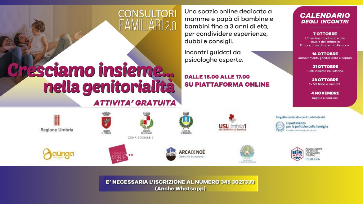 Consultori Familiari 2.0 - Ciclo di incontri online: Cresciamo insieme nella genitorialit