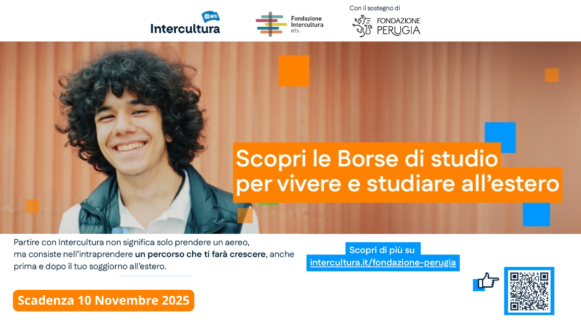 Borse di studio allestero  sostenute dalla Fondazione Perugia e Fondazione intercultura