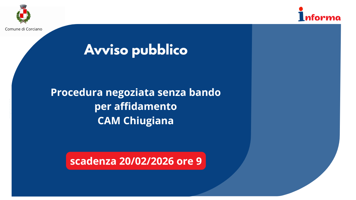Procedura negoziata senza bando ai sensi dell�art. 187, comma 1, del d.lgs. n. 36/2023 e s.m.i., a seguito dell�indagine di mercato indetta, per l�affidamento in concessione quinquennale dell�immobile denominato �CAM� in loc. Chiugiana di Corciano (PG)