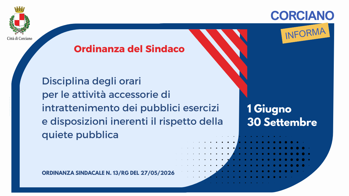 Ordinanza in materia di emissioni sonore e intrattenimenti musicali. Periodo dal 1 giugno al 30 settembre 2026