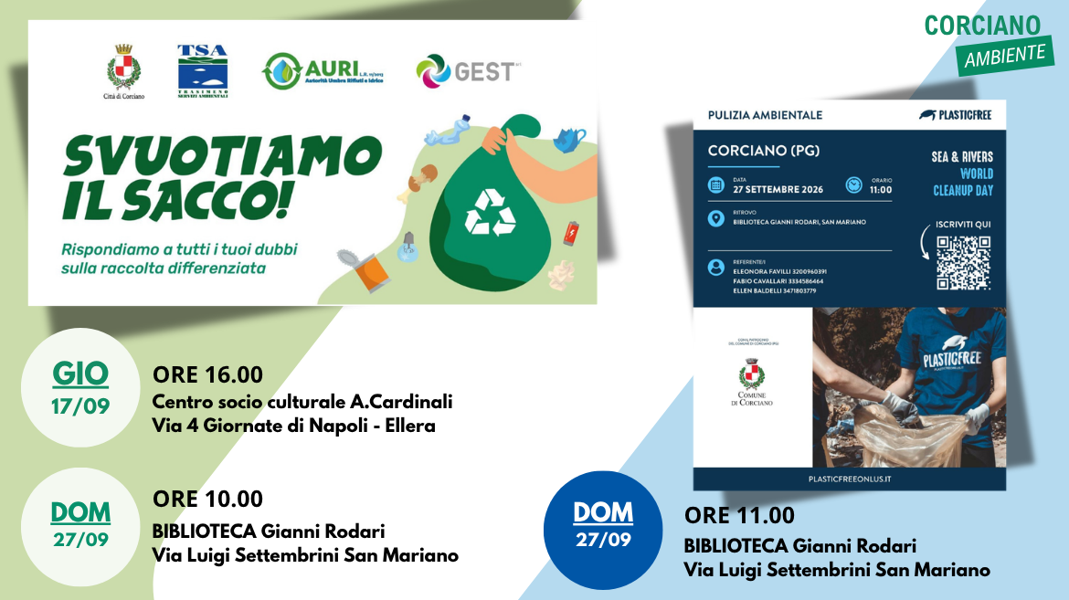 Doppio appuntamento con l�ambiente:  Svuotiamo il sacco e Clean-up day Plastic free