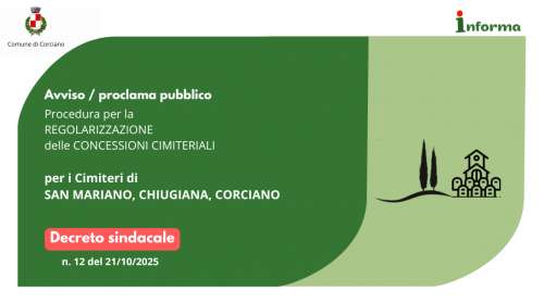 Avviso/Proclama pubblico per i cimiteri comunali di San Mariano, Chiugiana e Corciano e procedura per la regolarizzazione delle Concessioni
