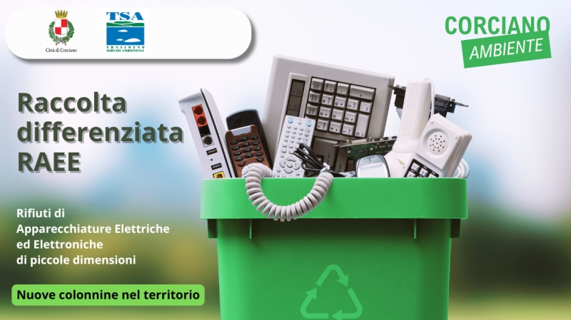 Nuove colonnine per la raccolta dei micro RAEE (Rifiuti di Apparecchiature Elettriche ed Elettroniche di piccole dimensioni) sul territorio comunale di Corciano