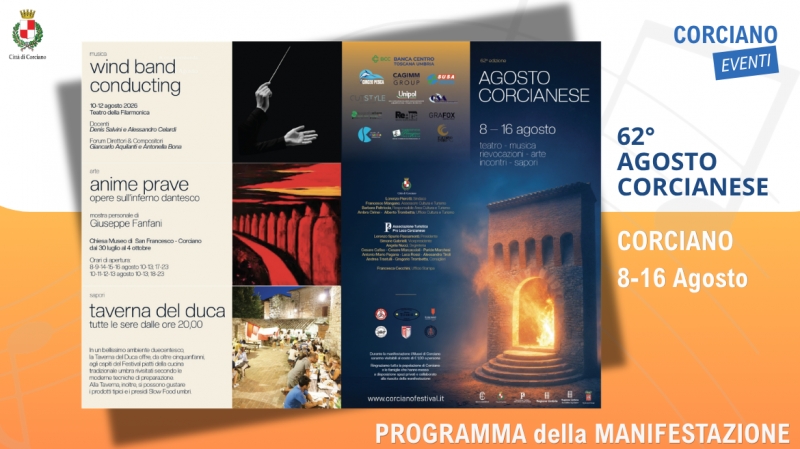 62� AGOSTO CORCIANESE.  8 � 16 Agosto.   Programma della Manifestazione 