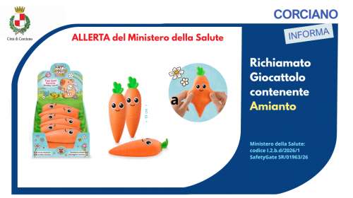 Allerta del Ministero della salute per Giocattolo contenente Amianto