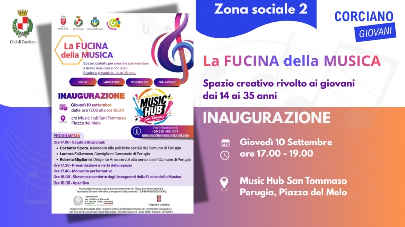 Inaugurazione dello Spazio Giovani: La FUCINA DELLA MUSICA