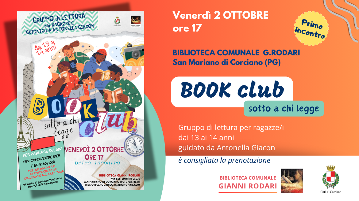 BOOK CLUB � Sotto a chi legge ! Gruppo di lettura per ragazze e ragazzi dagli 11 ai 14 anni